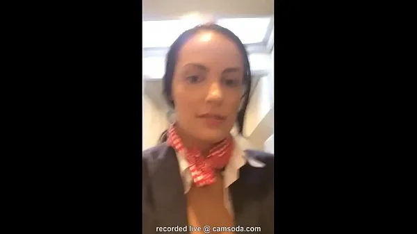 XXX Flight attendant uses in-flight wifi to cam on camsoda moje videá