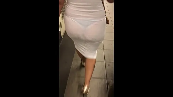 XXX Wife in see through white dress walking around for everyone to see my Videos