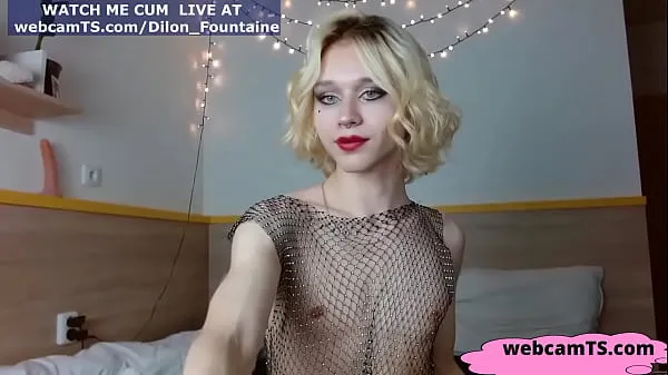 XXX Blonde TS Femboy masturbates live at Video saya