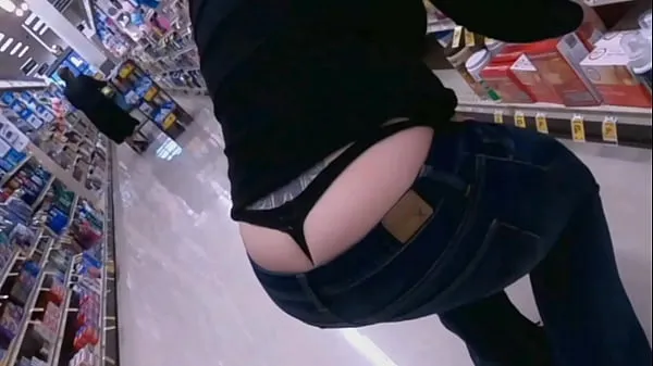 XXX Mom Showing Her Huge Booty Whale Tail Wal-Mart Shopping Video saya