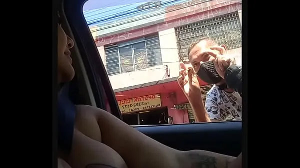 XXX Mary cadelona wife showing off in the car through the streets of São Paulo showing her tits on the sidewalk in broad daylight in the capital of São Paulo, husband close mine videoer